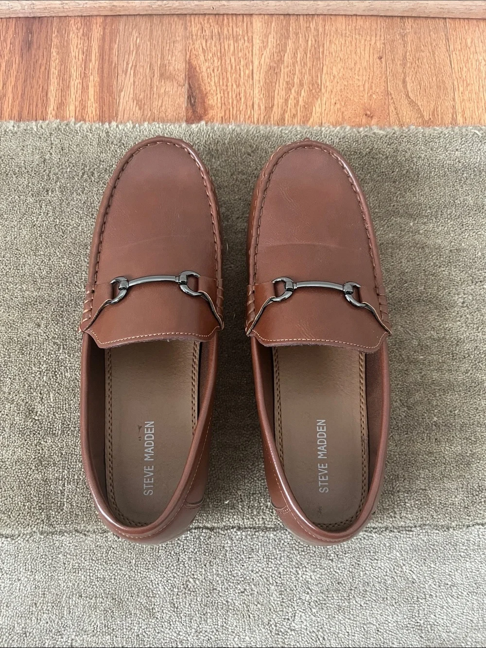 Steve Madden Brown Leather Bit Slip-On Loafers